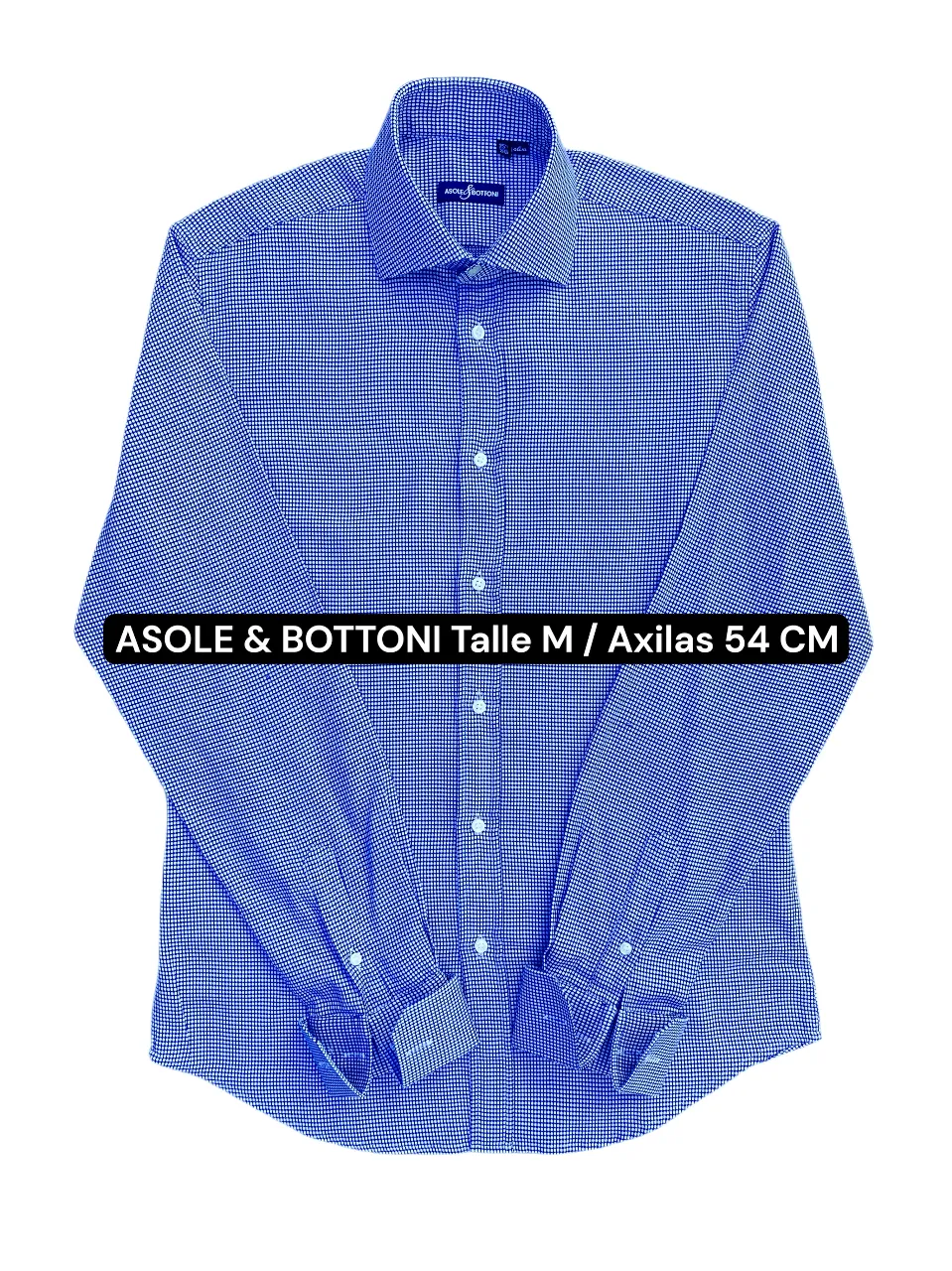 esta como nuevo original importada 
Camisa de hombre a cuadros en tonos azules y blancos, de manga larga, ideal para un look casual y moderno. Talle M, con axilas de 54 cm