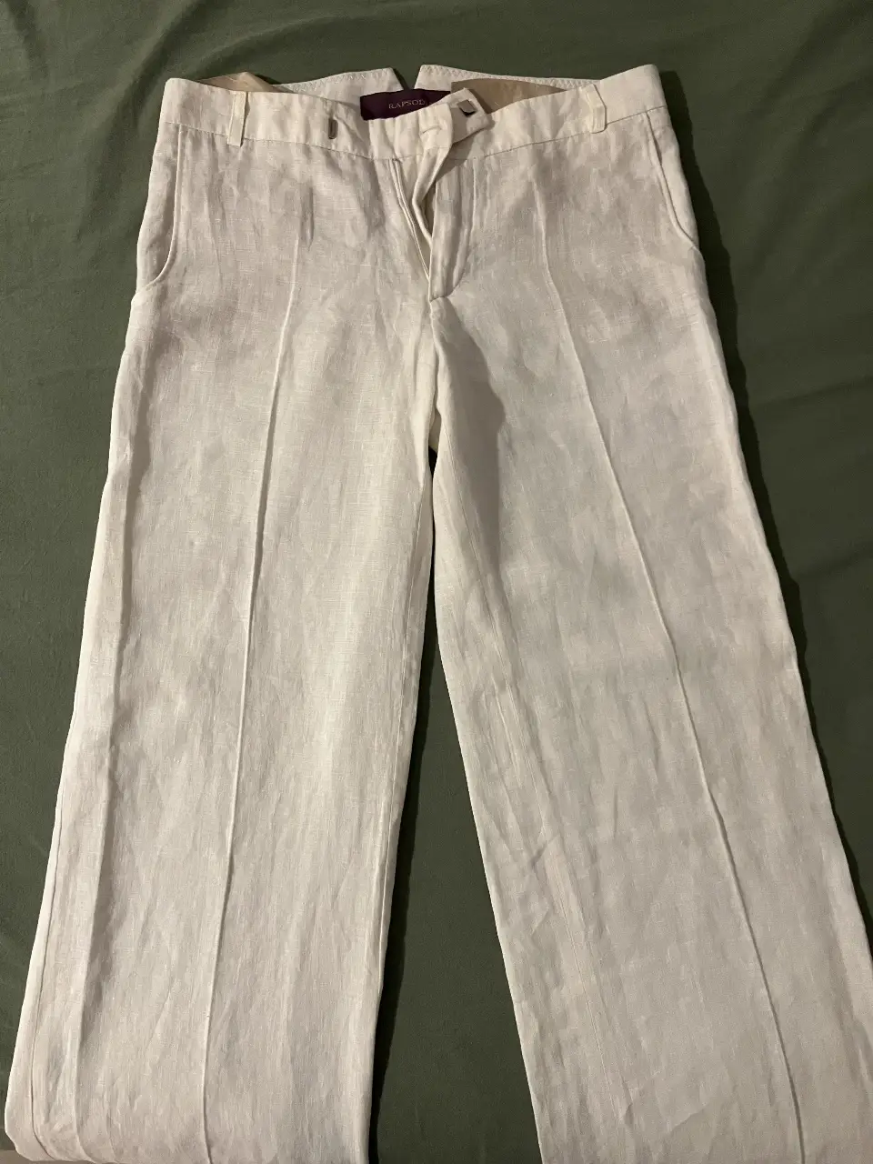Pantalón sastrero de lino blanco, talle S de la marca Rapsodia. Ideal para un look elegante y fresco.