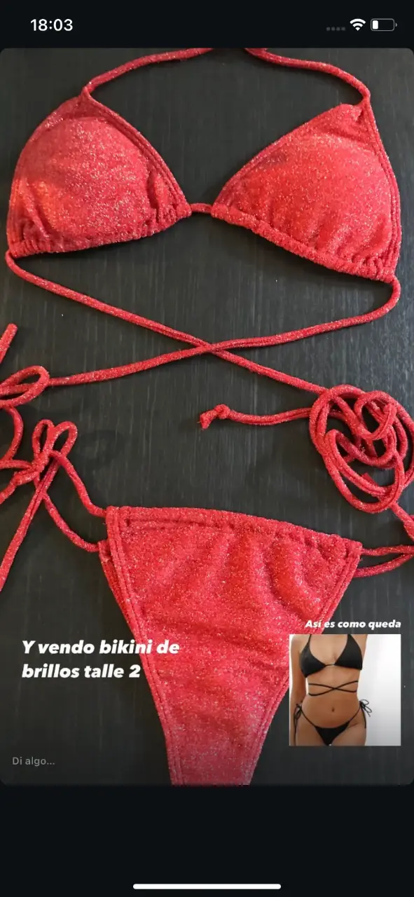 Vendo bikini de brillos roja, talle 2. Ideal para la playa o pileta. ¡Lucí radiante este verano!